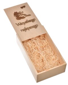 Podwójna skrzynka drewniana na wino elegancki prezent na ślub