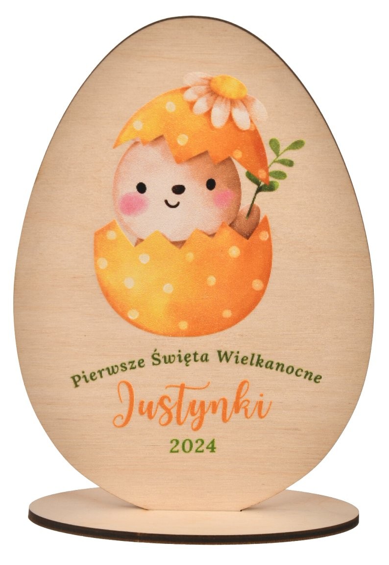 Jajko drewniane wielkanocne z imieniem dziecka