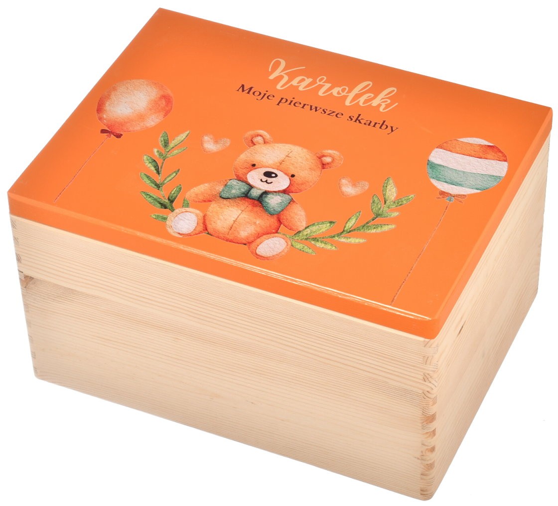 PERSONALIZOWANA Drewniana Skrzynia na Zabawki dla dziecka