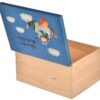 Drewniana skrzynka z wiekiem do pokoju dziecięcego - niebieska