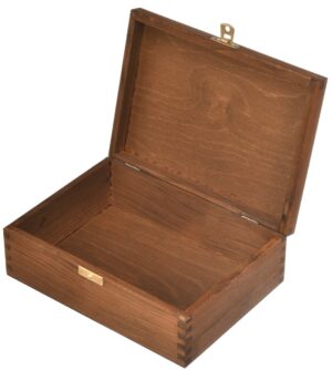 Pudełko drewniane z pokrywą brązowe z zapięciem 22x16cm