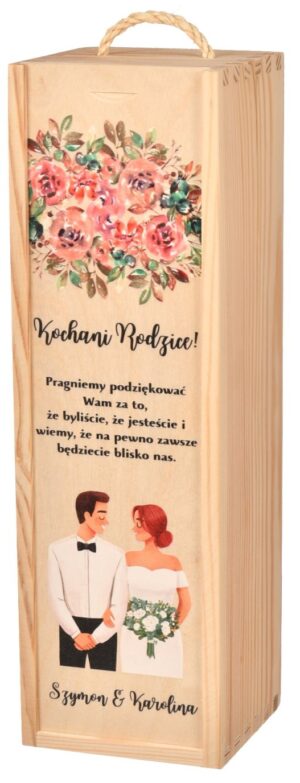 Podziękowanie dla Rodziców pudełko personalizowane na wino