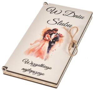 Prezent na ślub pudełko drewniane na pieniądze