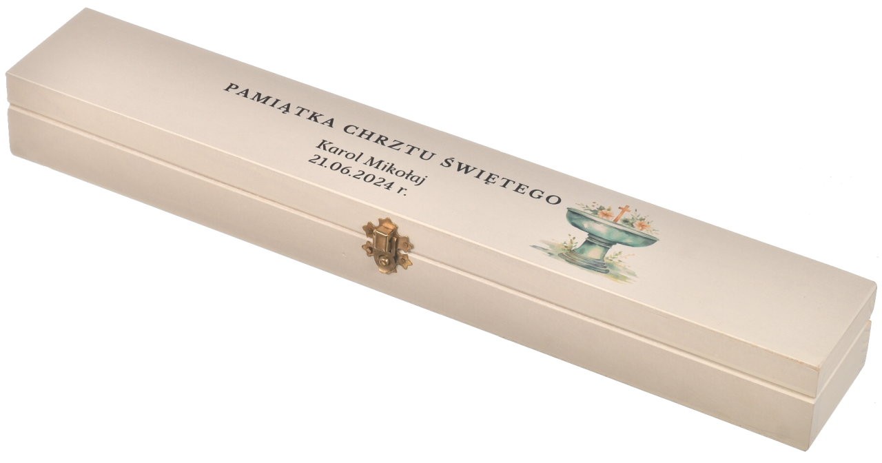 Pamiątka chrztu pudełko na świecę z nadrukiem