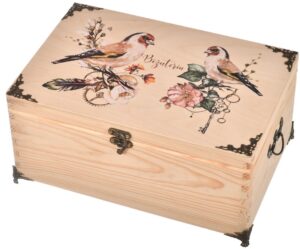 Drewniana szkatułka na biżuterię z przegrodami prezent