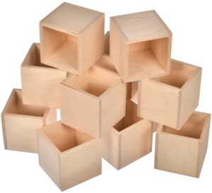 Zestaw 10szt pojemnik drewniany organizer 10x10cm