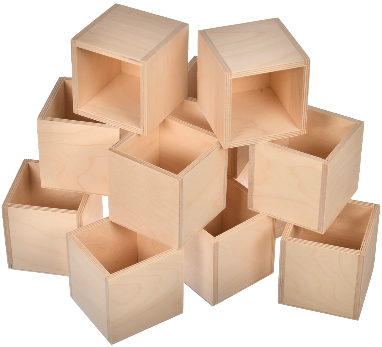 Zestaw 10szt pojemnik drewniany organizer 10x10cm