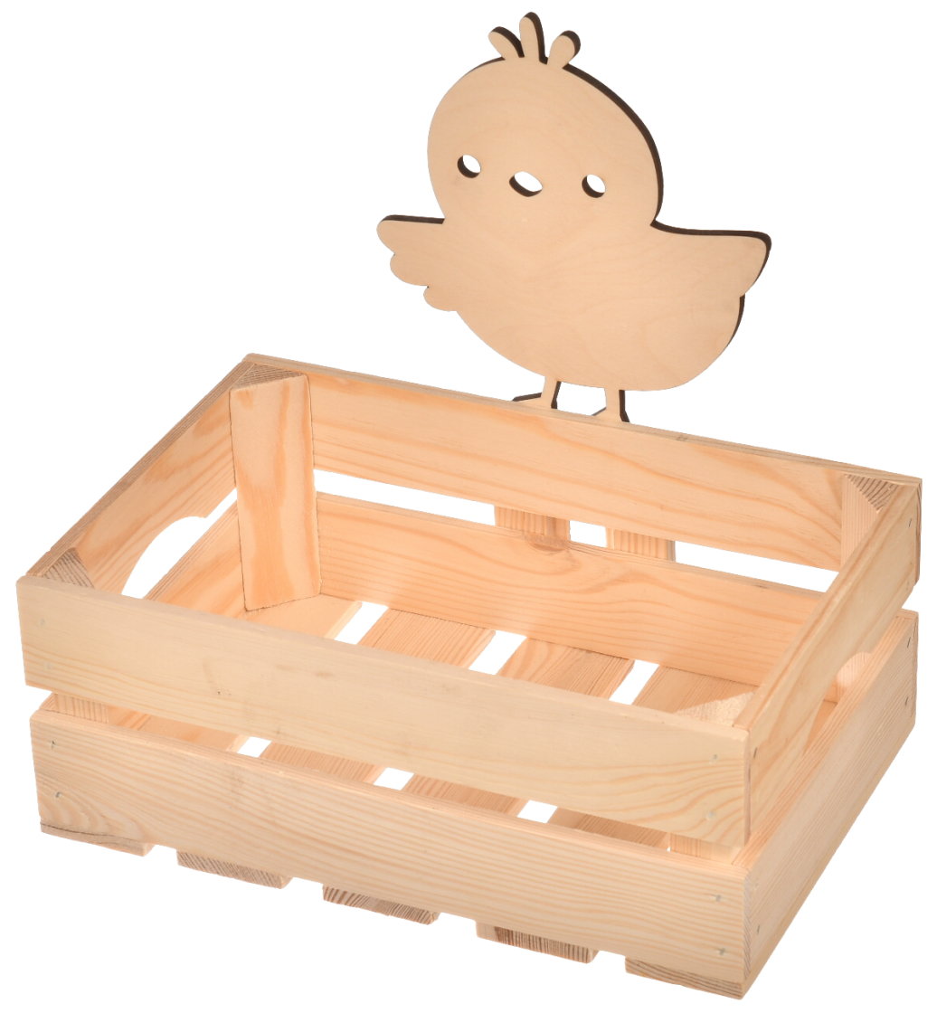 Duży drewniany koszyczek wielkanocny Kurczak