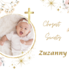 Drewniane duże pudełko personalizowane pamiątka Chrztu Świętego zdjęcie dziewczynka
