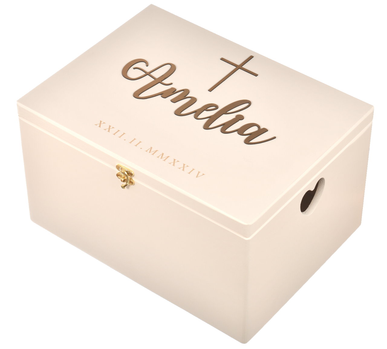 Duże Drewniane Pudełko personalizowane na Prezenty- Chrzest Święty