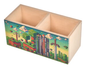 Drewniany Organizer na Przybory dla dziecka z Nadrukiem UV