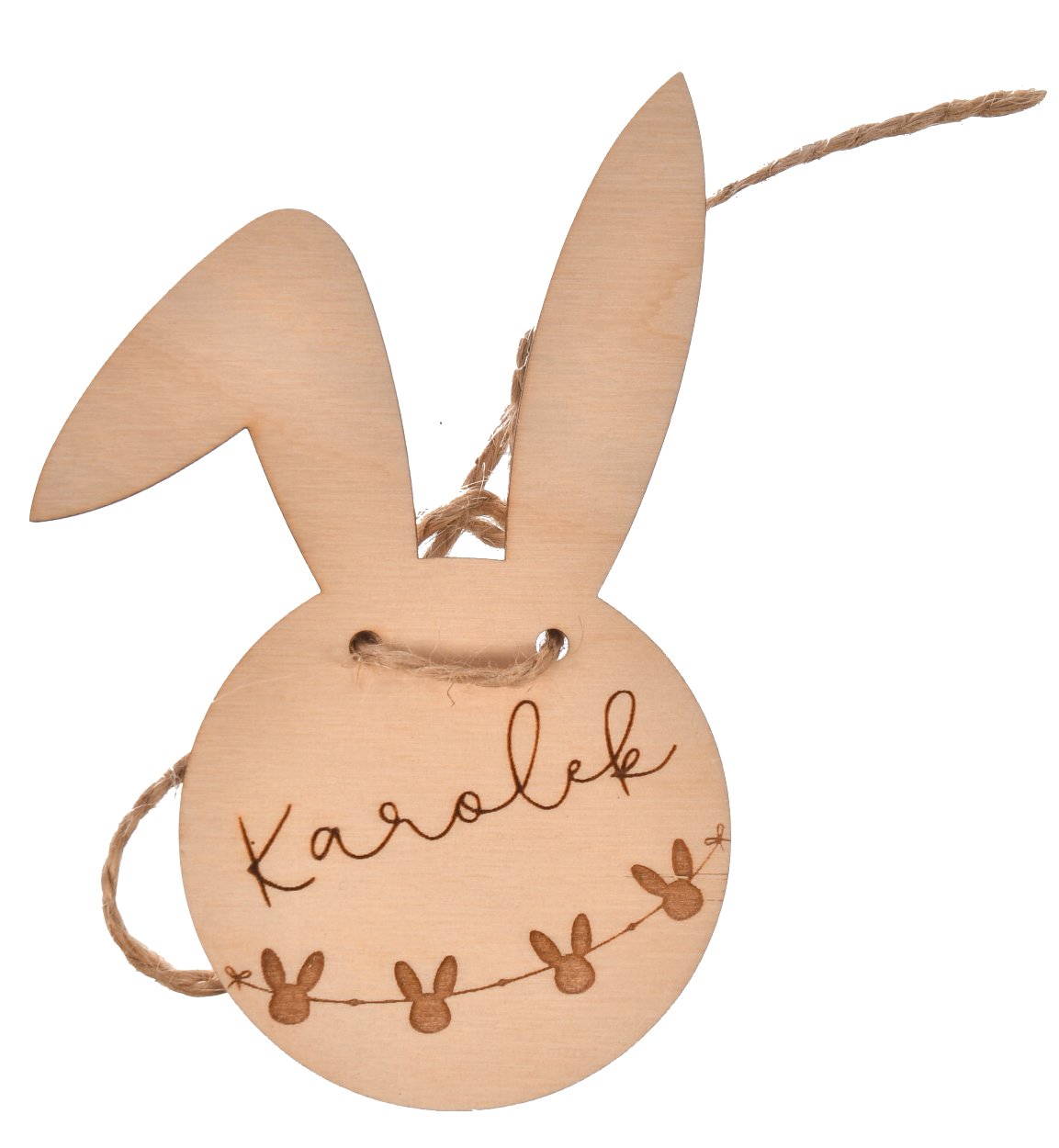 Drewniana Zawieszka do Koszyczka z Zajączkiem – Personalizowana z Imieniem Dziecka