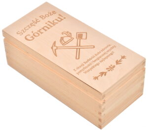 Skrzynka drewniana na butelkę whisky na prezent z grawerem dla górnika