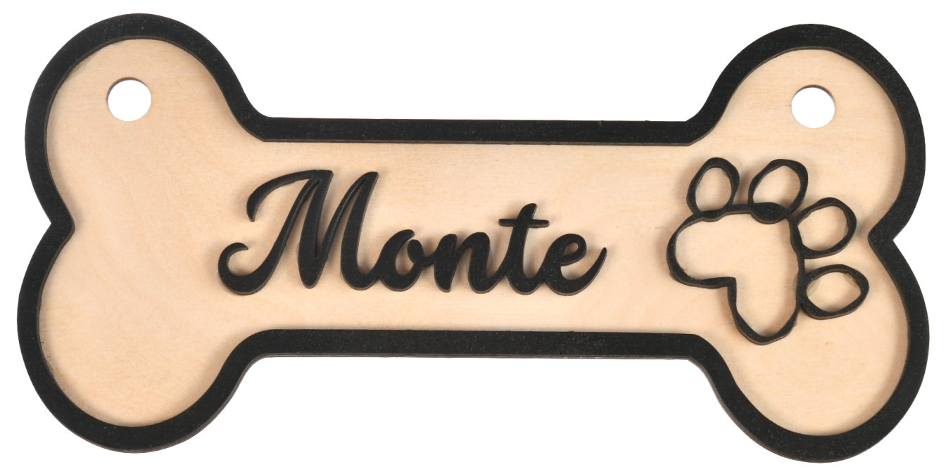 Drewniana zawieszka dla psa z imieniem – tabliczka na budę lub ścianę