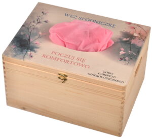 Drewniane pudełko na spódniczki ginekologiczne