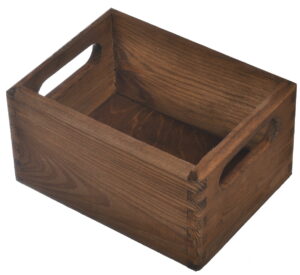 Mała brązowa skrzynka drewniana 20×15×10 cm – organizer i dekoracja