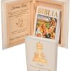 Biblia na I Komunię w Drewnianym Pudełku z Personalizacją