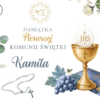 Personalizowane Pudełko Komunijne na Książeczkę i Różaniec hostia i winogrona