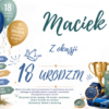 Skrzynka drewniana 40x30x13 na 18 urodziny z nadrukiem personalizowanym – prezent 18-stka