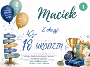 Skrzynka drewniana 40x30x13 na 18 urodziny z nadrukiem personalizowanym – prezent 18-stka