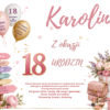 Skrzynka drewniana 40x30x13 na 18 urodziny z nadrukiem personalizowanym – prezent 18-stka-dziewczyna