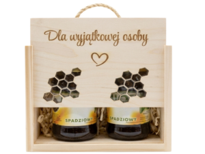 Drewniana Skrzynka Prezentowa na 2 Miody 330 ml – Personalizowana